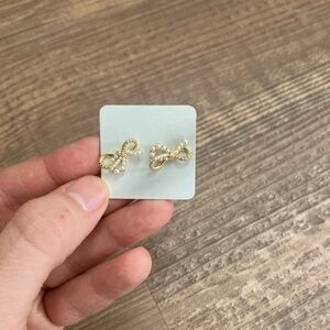Anthropologie BHL Gold Script Love Stud Earrings